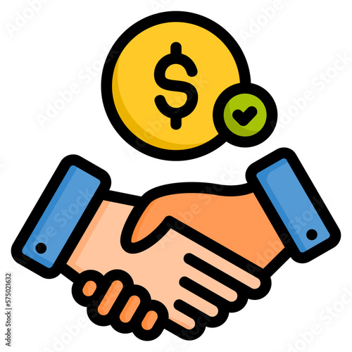 Handshake icon isolated useful for business, company, corporate, finance, business, money, bank, coin, exchange, currency, growth and all project design element