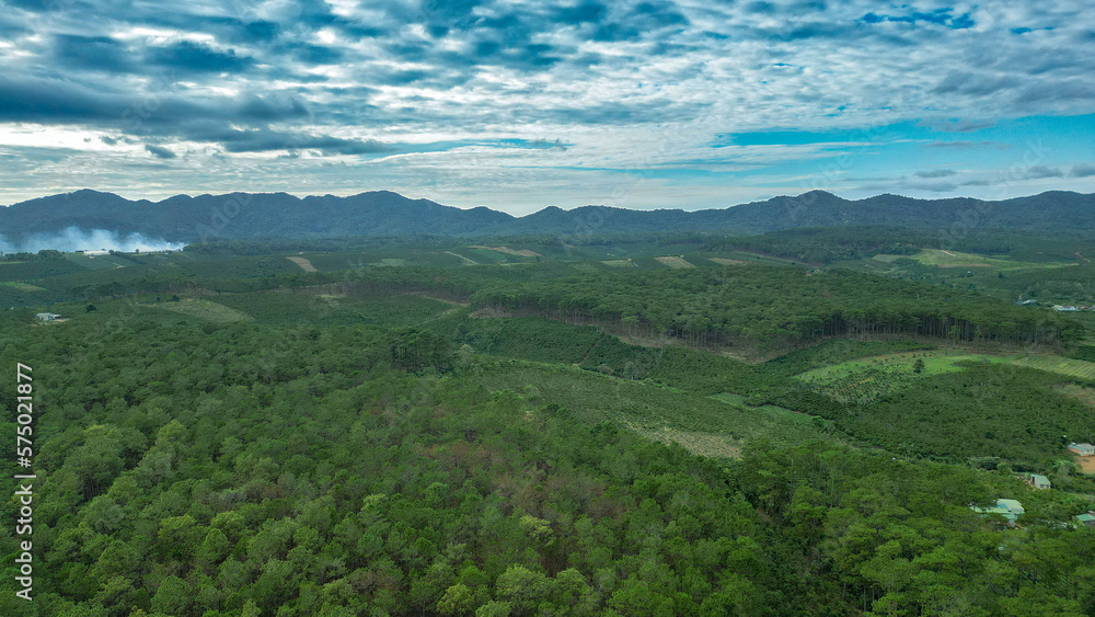 Fototapeta premium View from the top of the mountains at the sea, lake sky On the road Movie shots Vally, Landscape 20.02.2022