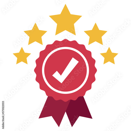 Award Ribbon Check Mark With Stars