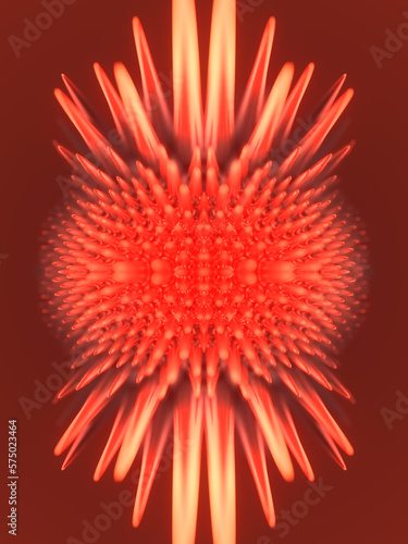 Shiny fantastic symmetrical ferromagnetic organic blob. Geometric background. 3d rendering digital illustration photo