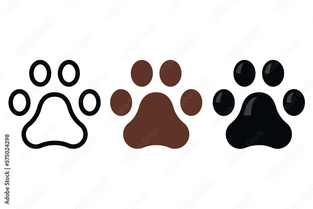 Paw Print In Line Flat And Glyph Paw Print In Line Flat And Glyph
