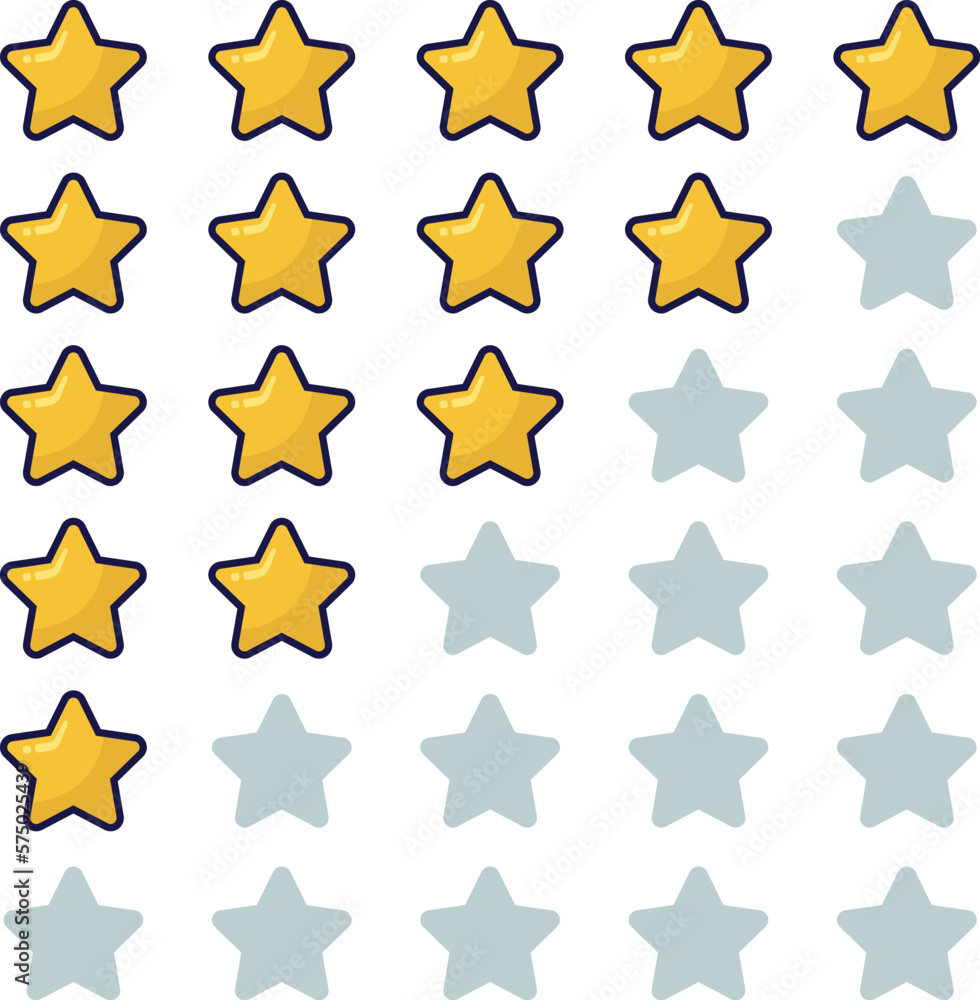Set Of Review Stars Cartoon Style Set Of Review Stars Cartoon Style