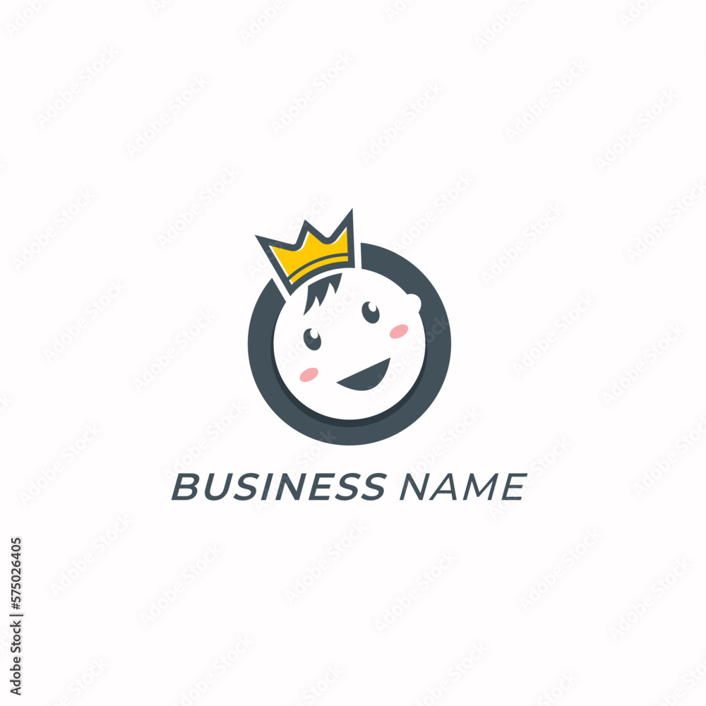 design logo circle head baby and crown design logo circle head baby and crown