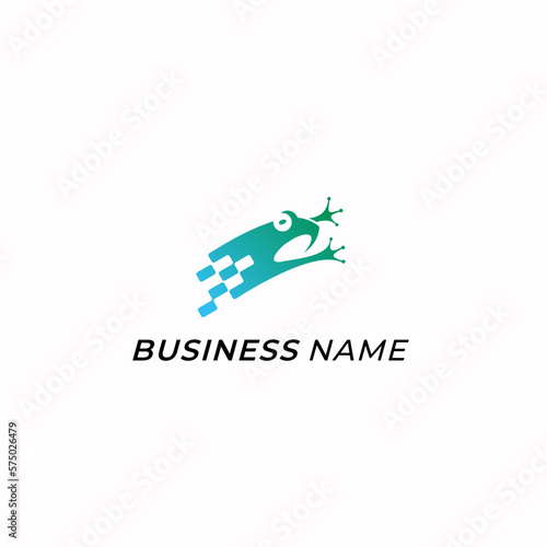 design logo combine frog jump and digital