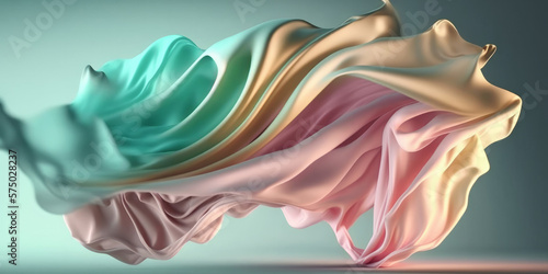 elegant abstract flowing satin silk fabric background. pastel colours. Generative ai photo