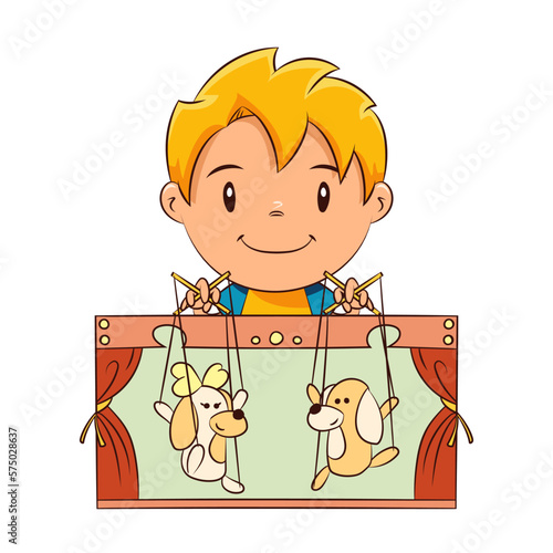 Kid play puppet show theater