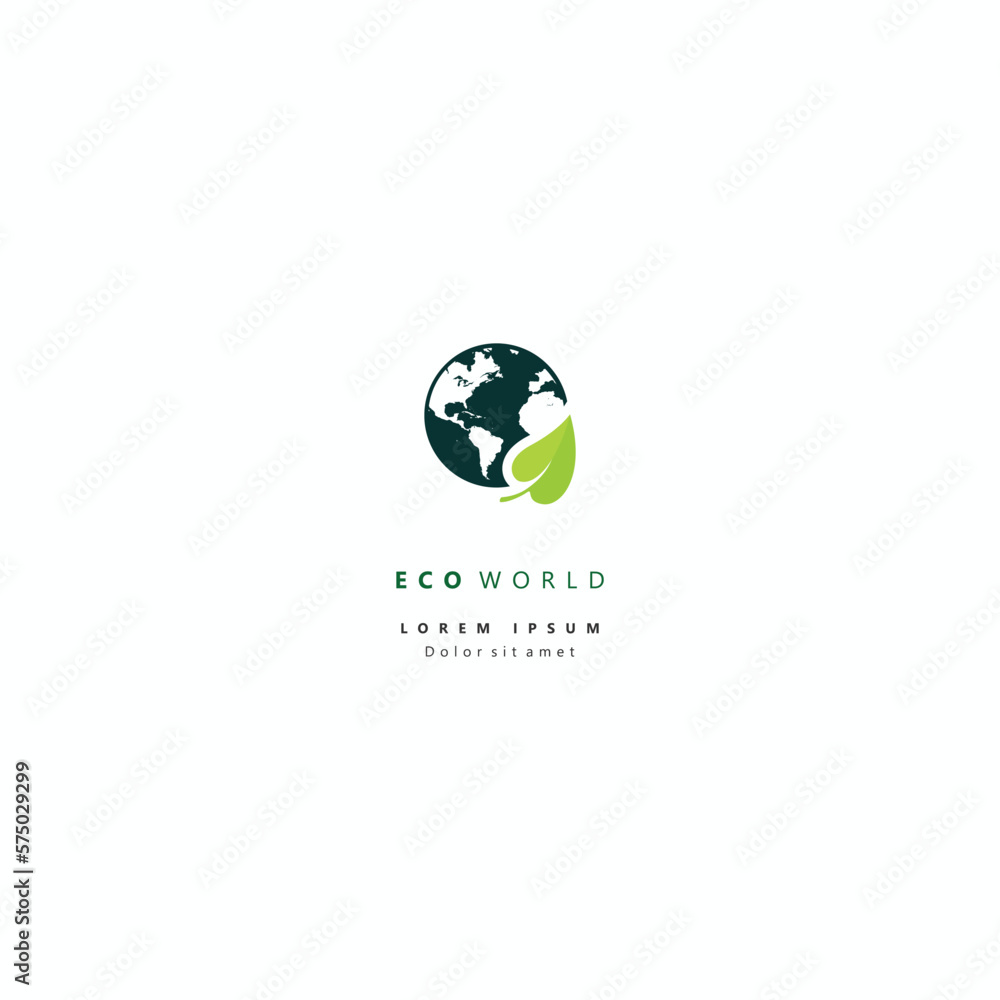 Creative Eco World vector illustration isolated on background. Green leaf logo Template vector Design.