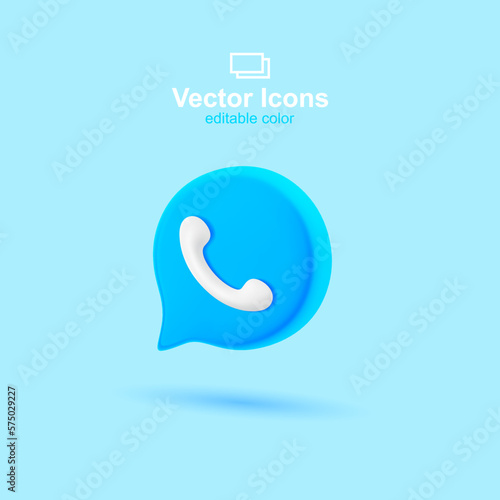 3d vector icon. Social media set. WhatsApp icon. Call app symbol. 