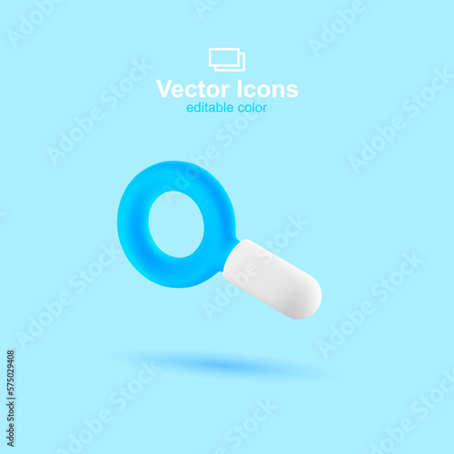 3d vector icon. Social media set. Magnifier icon. Searching symbol.