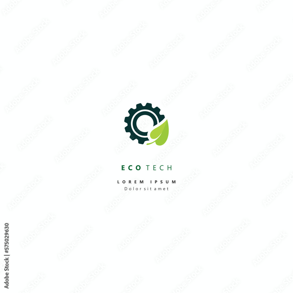 Obraz premium Creative Eco Tech vector illustration isolated on background. Green leaf logo Template vector Design.