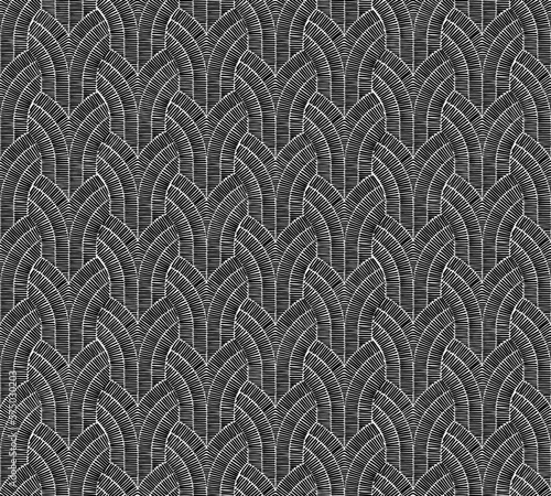 Black and white abstract pattern. Print with imitation of embroidery. Vector illustration.