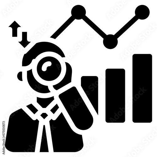 Predictive chart icon isolated useful for business, technology, analytics and finance design element