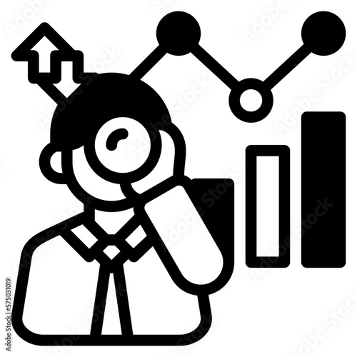 Predictive chart icon isolated useful for business, technology, analytics and finance design element