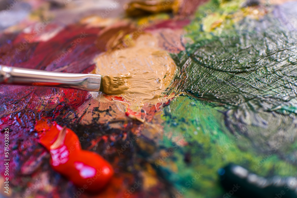 Palette with oil paints.Drawing hobby.Drawing school.Free time.Master class.Artist.A layer of paint.Mixing colors.Palette.Different colors.Close up.Wallpaper.Drawing with a brush.Oil paints.Learning. Palette with oil paints.Drawing hobby.Drawing school.Free time.Master class.Artist.A layer of paint.Mixing colors.Palette.Different colors.Close up.Wallpaper.Drawing with a brush.Oil paints.Learning.