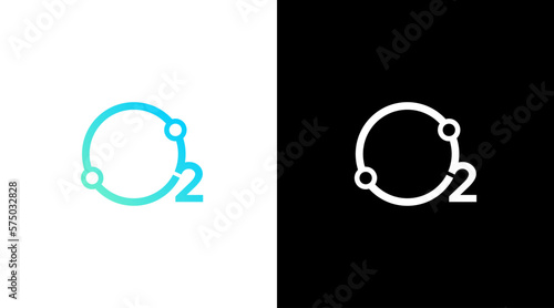 O2 oxygen logo and molecule vector science monogram icon style Design template