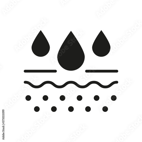 Moisture Skin Glyph Sign. Anti Dry Skincare. Moisturizing Face and Body Skin Pictogram. Skin Layer Absorb Water Drop Silhouette Icon. Isolated Vector Illustration