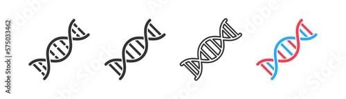 Dna icon on light background. Genetic symbol. Biology, chemistry, science, chromosome, molecule, biotechnology, cell, laboratory. Outline, flat and colored style. Flat design. Vector illustration.