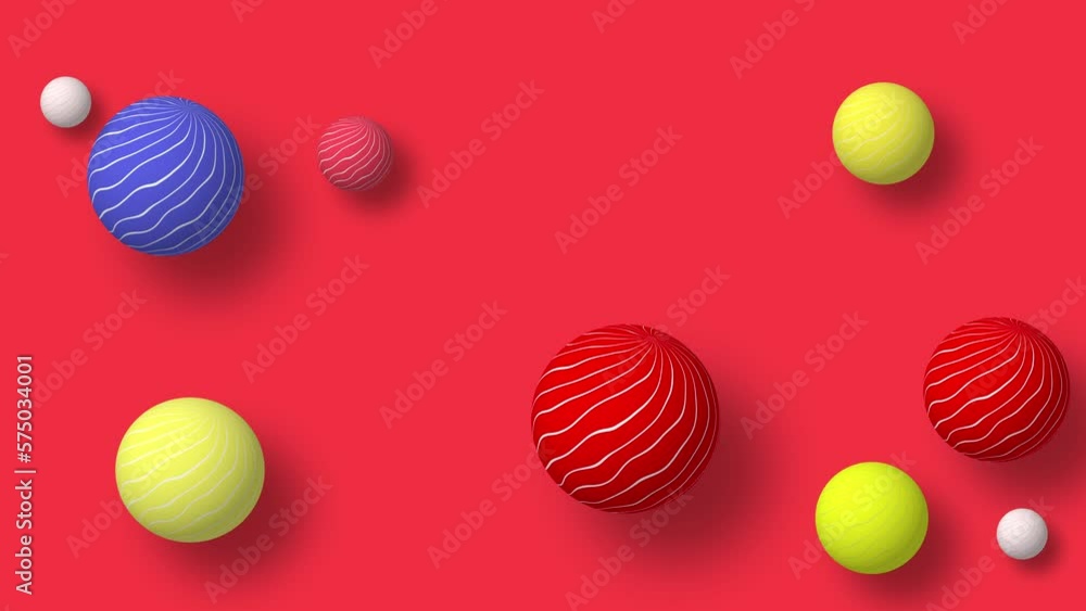 3D animation of balls flying and rotating on background. Computer ...