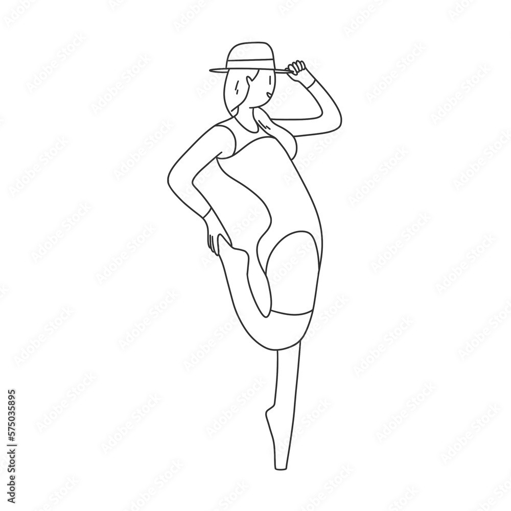 girl dancer in a hat makes a move