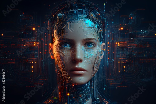 humanoid robot,digital illustration generative AI