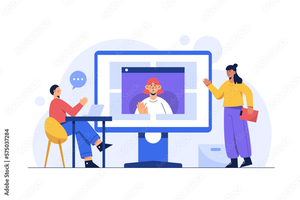 Work from home and anywhere, Video conference, online meeting, meeting online with teleconference and video conference. Business financial concept