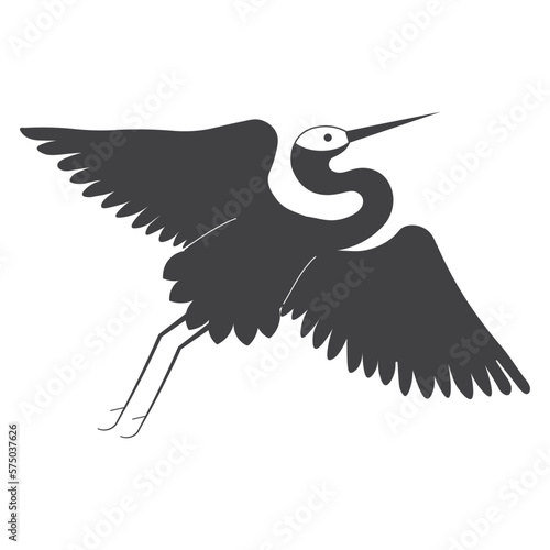 Japanese Crowned Crane Bird Outline Icon