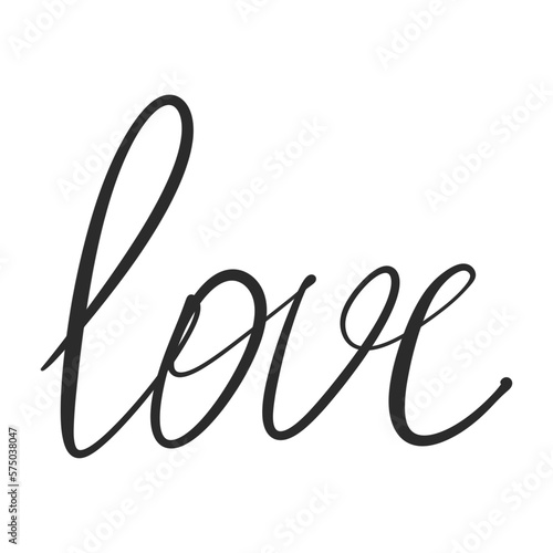 black and white handwritten phrase "love"