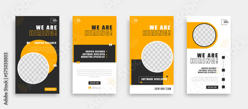 We are hiring job vacancy social media post banner design template with yellow color. We are hiring job vacancy square web banner design