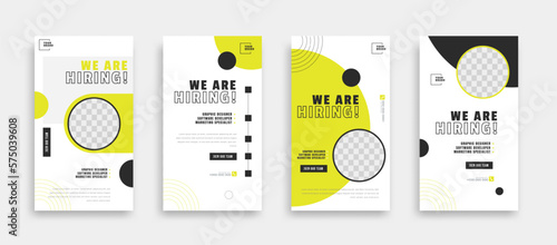 We are hiring job vacancy social media post banner design template with yellow color. We are hiring job vacancy square web banner design
