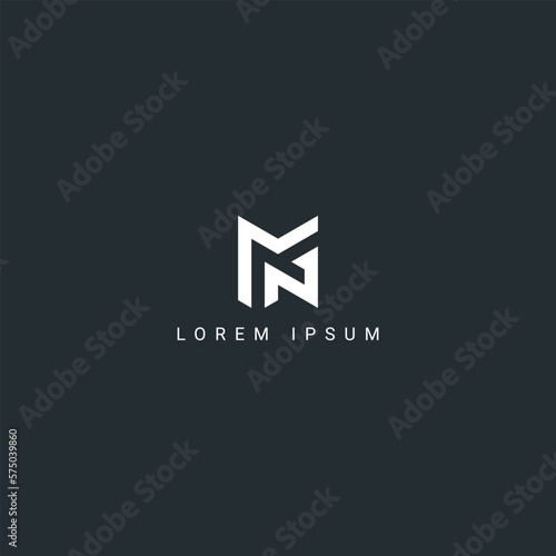 Abstract MN NM letter simple style logo design vector template.