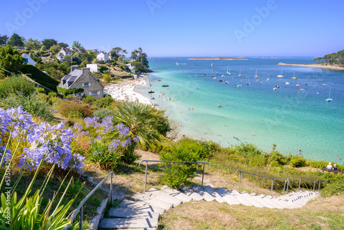 Fotografi Accès à la Plage de Béniguet à côté de l'Aber Benoît à marée haute durant une jo