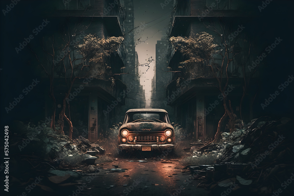 Devastated city with generative AI technology Devastated city with generative AI technology