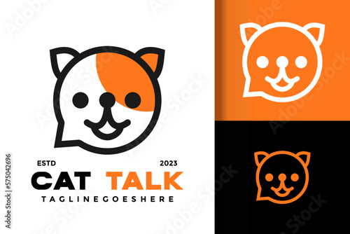 Cat Talk Cute Animals Chat Bubble Text logo