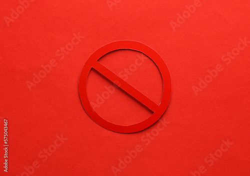 фотографія Prohibition sign on red background. Close up
