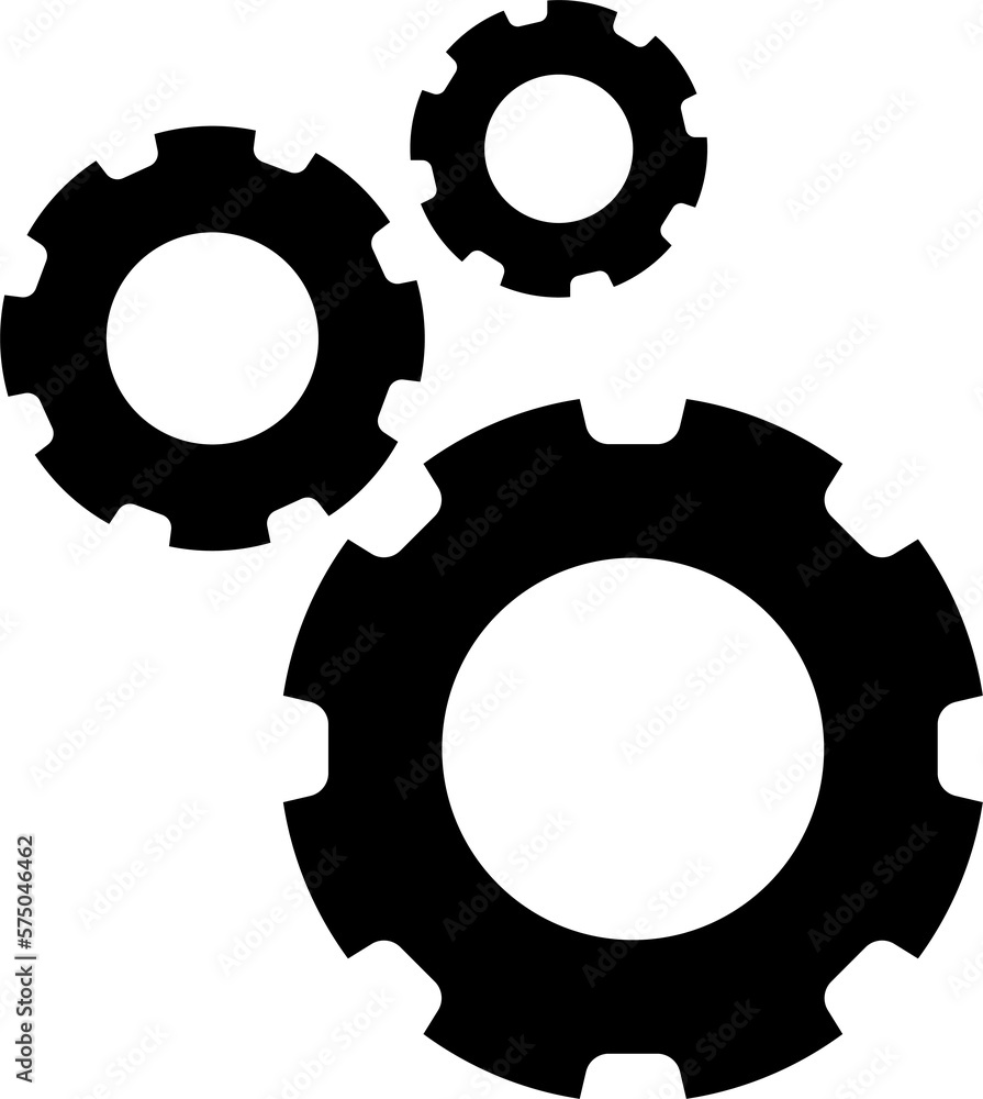 Cogwheel Icon In Png. Gear Symbol On Transparent Background. Mechanism 