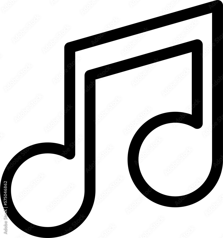 Outline music icon in png. Music note symbol on transparent background