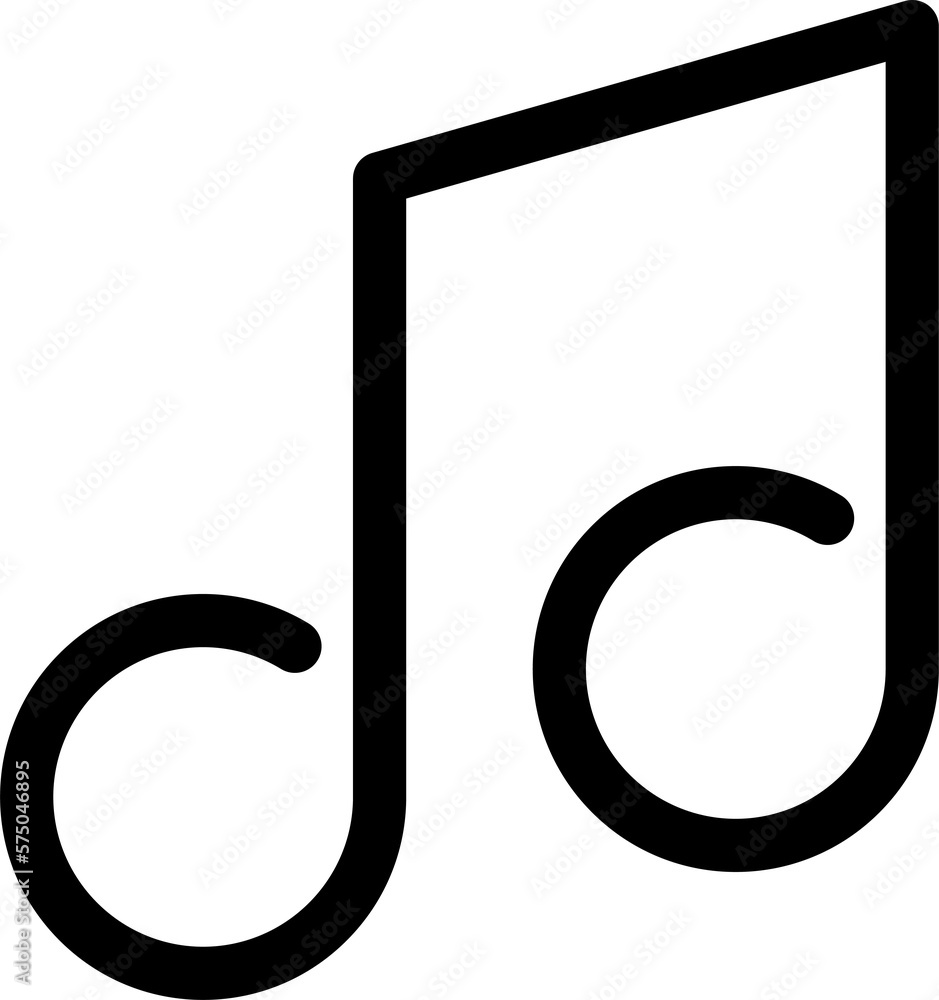 Outline music icon in png. Music note symbol on transparent background. Linear notation sign