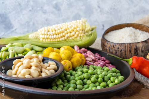 Close-up of grains for fanesca cooking photo