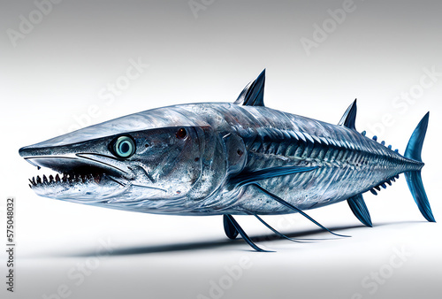 barracuda fish isolated on white, generative ai photo