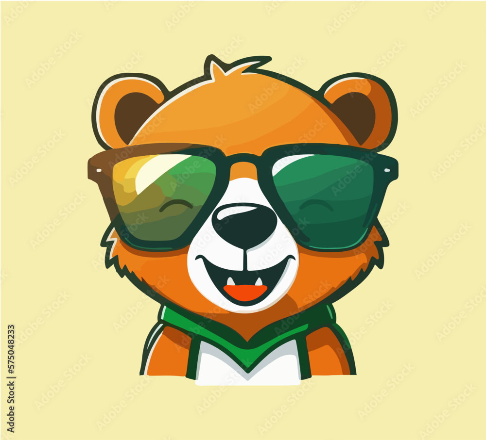Funny bear with sunglasses in cartoon vector style. Logo design. Funny bear with sunglasses in cartoon vector style. Logo design.