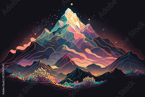 Mountains in pastel colors. Generative AI