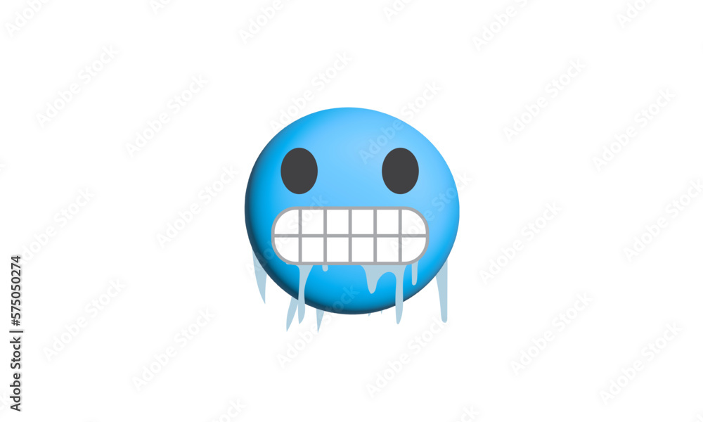 Blue cold freezing emoticon face