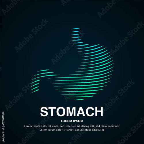 Human stomach medical structure. simple line art stomach Vector logotype illustration on dark background. Stomach logo vector template suitable for organization, company, or community. EPS 10