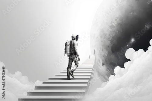 Generative ai man going up stairs