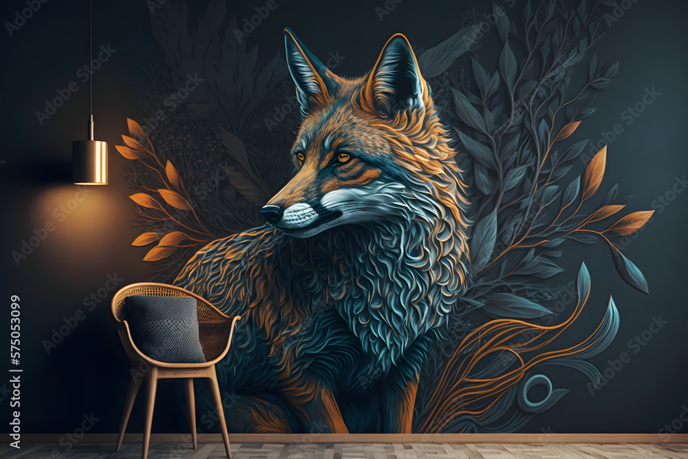 Obraz premium IA Generative colorful fresco on a inside wall