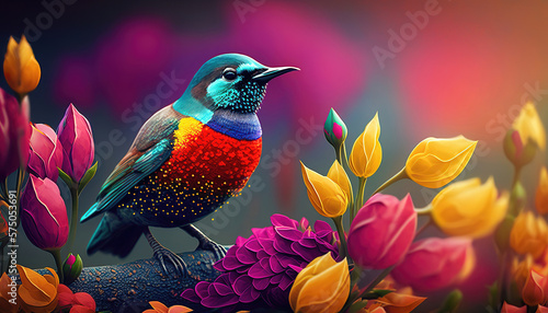 Canvas Print beautiful colorful spring landscape background, generative ai