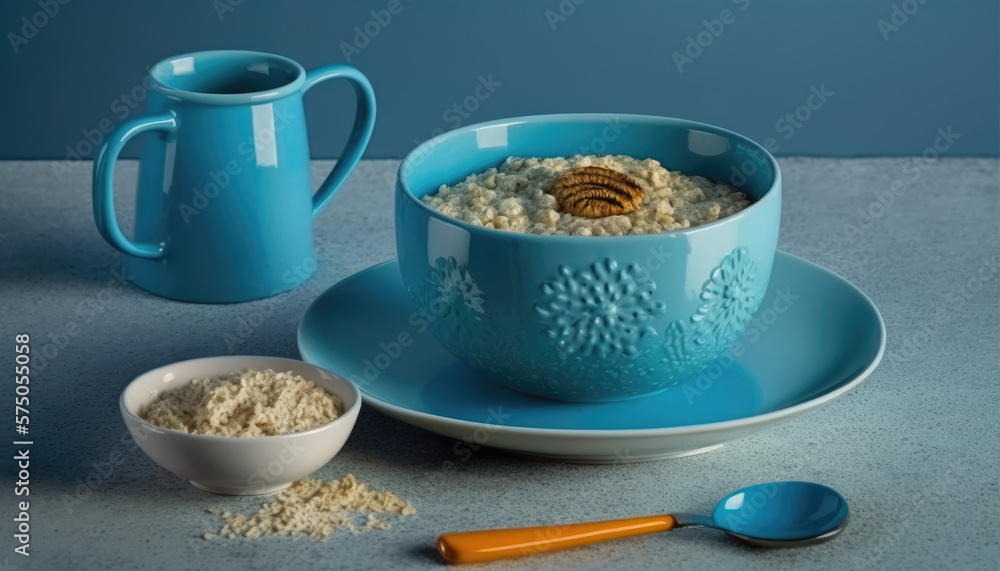 a bowl of oatmeal with berries and nuts. generative ai a bowl of oatmeal with berries and nuts. generative ai