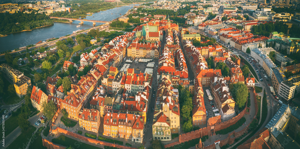 Old city in Warsaw panorama