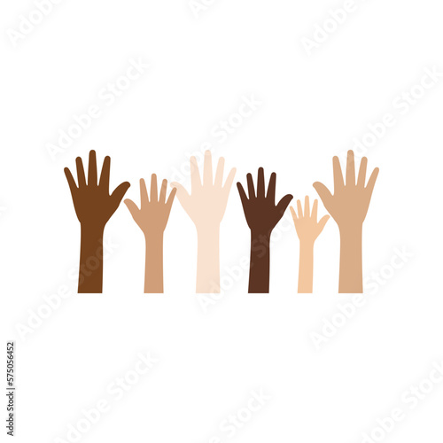 Multiracial hands together formed a heart symbol as a protest sign for black lives matter. Race equality and diversity illustration. Flat vector isolated on white background