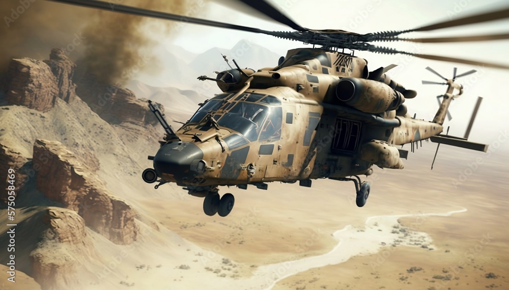 Hélicoptère de l'armée, généré par IA Hélicoptère de l'armée, généré par IA